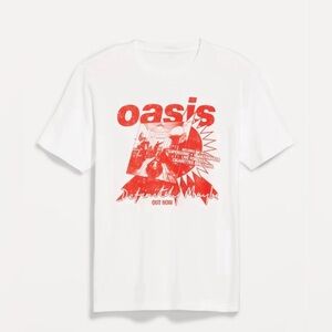 Oasis White Tee with Red Graphic
